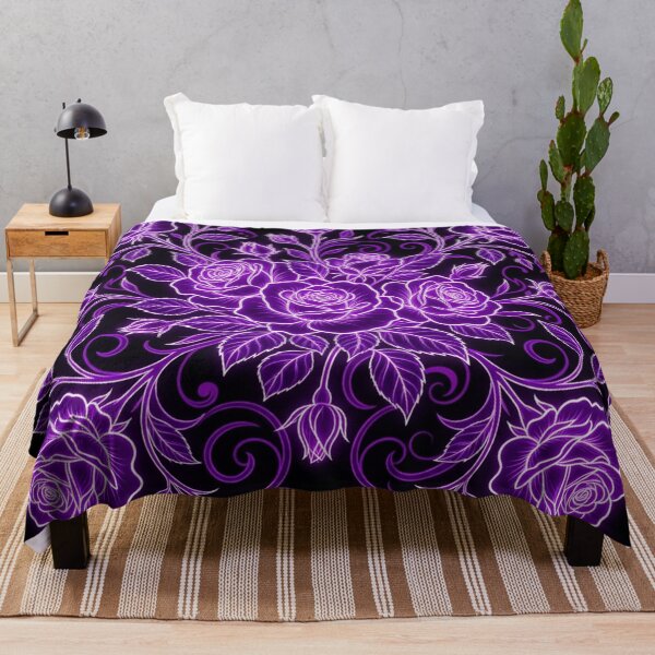 Item preview, Glowing Purple Neon Roses Floral Pattern designed and sold by Owcomm.
