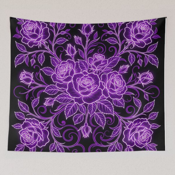 Item preview, Glowing Purple Neon Roses Floral Pattern designed and sold by Owcomm.