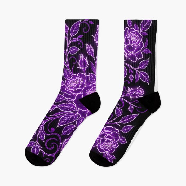 Item preview, Glowing Purple Neon Roses Floral Pattern designed and sold by Owcomm.
