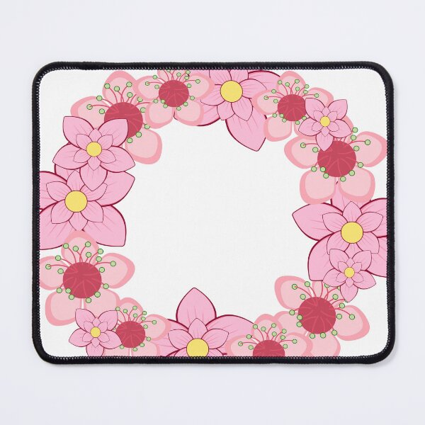 Item preview, Pink Floral Wreath with Delicate Blossoms and Yellow Centers on White Background Design designed and sold by Zhanna LL.