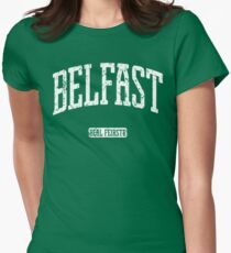 Belfast (White Print) Women's Fitted T-Shirt