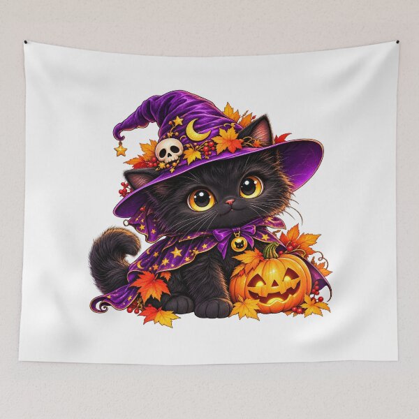 Item preview, Cute Black Witch Cat Halloween Pumpkin Kitten designed and sold by IRON SIREN.