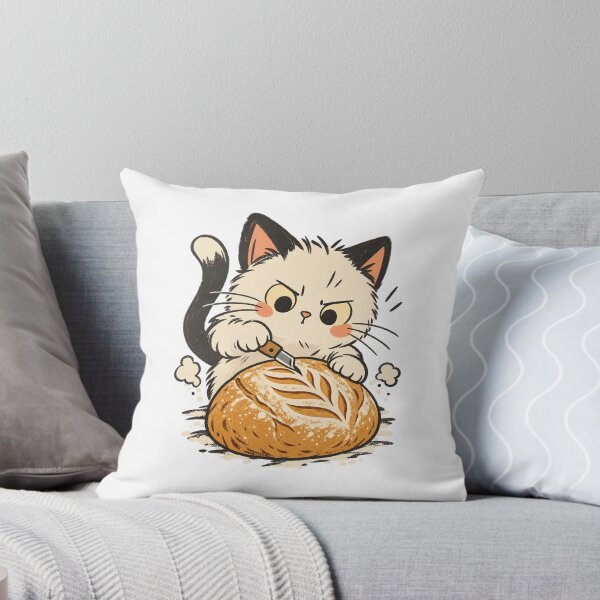 Aperçu de l'œuvre Chat mignon dévorant un pain au levain créée et vendue par AMICO77.