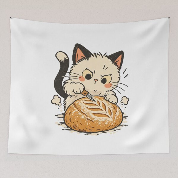 Item preview, Cute Cat Scoring a Sourdough Loaf designed and sold by AMICO77.