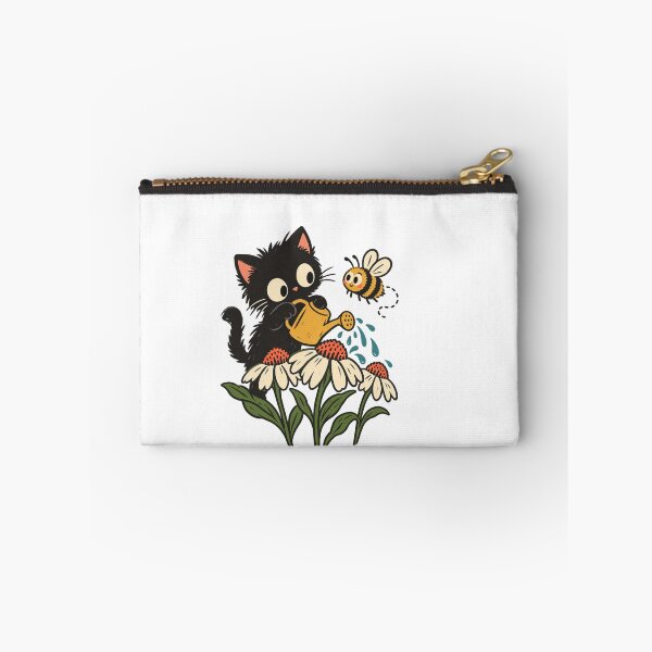 Item preview, Black Cat Watering Flowers with a Bee designed and sold by AMICO77.