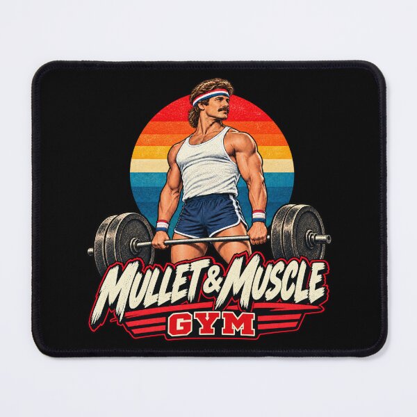 Item preview, Mullet & Muscle Gym Retro 80s Weightlifter designed and sold by Numerous-Niches.