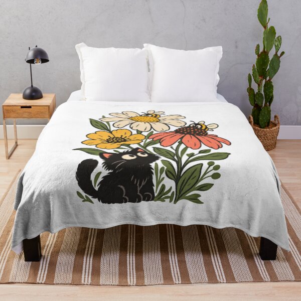 Item preview, Flower Stack with Bees and a Black Kitten designed and sold by AMICO77.