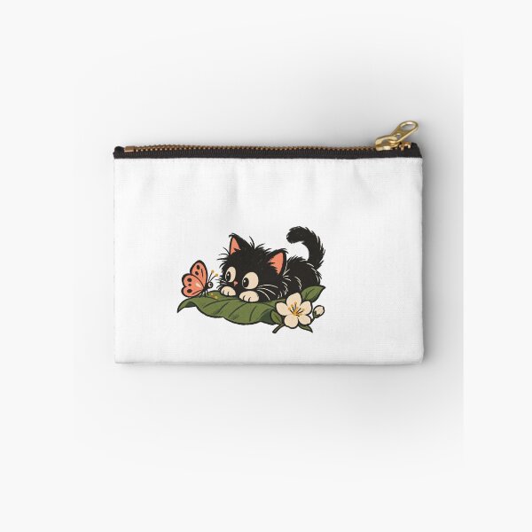 Item preview, Black Kitten Watching a Butterfly on a Leaf designed and sold by AMICO77.
