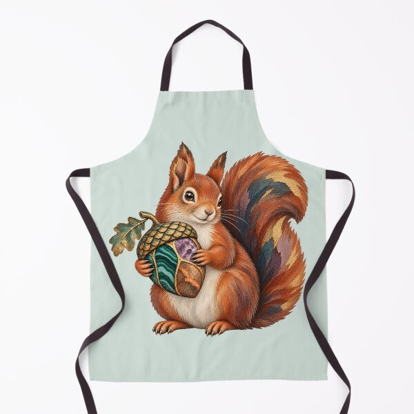 Item preview, Gemstone Squirrel with Agate Acorn – Cottagecore Watercolor Art designed and sold by MAD's Recreation Studio.