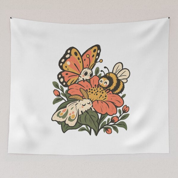 Item preview, Moth Butterfly and Bee Around a Wildflower designed and sold by AMICO77.