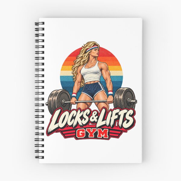 Item preview, Locks & Lifts Gym Retro Woman Weightlifter designed and sold by Numerous-Niches.