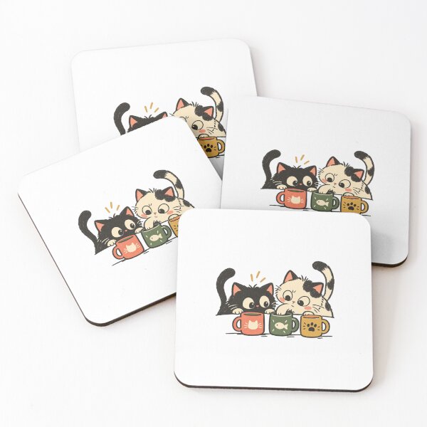 Item preview, Two Cats Inspecting Colorful Ceramic Mugs designed and sold by AMICO77.