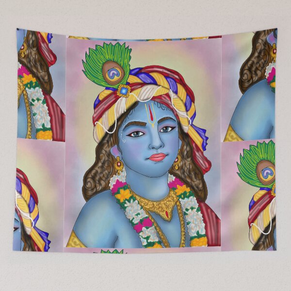 Item preview, Lord Krishna Digital Drawing | Hindu Deity Illustration & Spiritual Art designed and sold by Harshit_Digital_Arts.