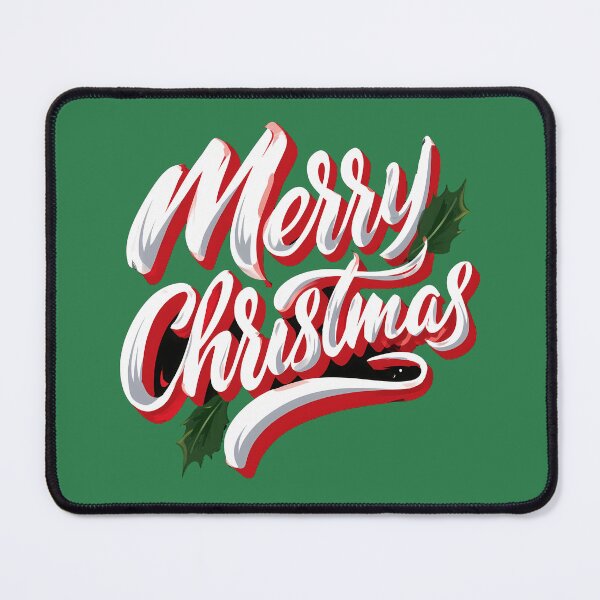 Item preview, Merry Christmas Script Lettering with Holly Leaves designed and sold by peterdesigns.