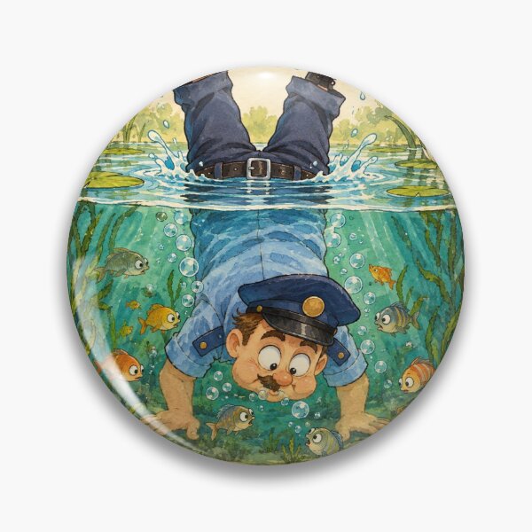 Item preview, Police officer diving among curious fish designed and sold by BigArt-ec.