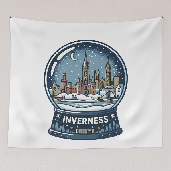 Item preview, Vintage Inverness Snow Globe Travel Badge designed and sold by k3rstman1.