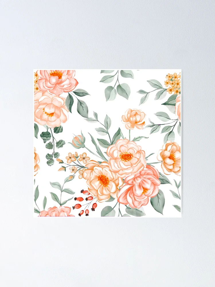 Thumbnail 1 of 3, Poster, Peach Roses designed and sold by ViaARTfactory.