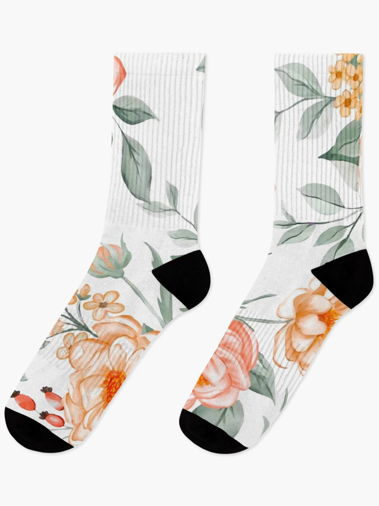 Thumbnail 1 of 5, Socks, Peach Roses designed and sold by ViaARTfactory.