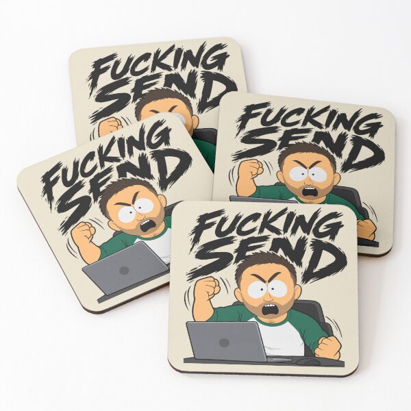 Item preview, Fucking Send Angry Cartoon Stock Trader at Laptop designed and sold by POD DYNASTY | Original Print On Demand T-Shirt Graphics.