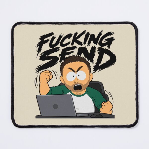 Item preview, Fucking Send Angry Cartoon Stock Trader at Laptop designed and sold by POD DYNASTY | Original Print On Demand T-Shirt Graphics.