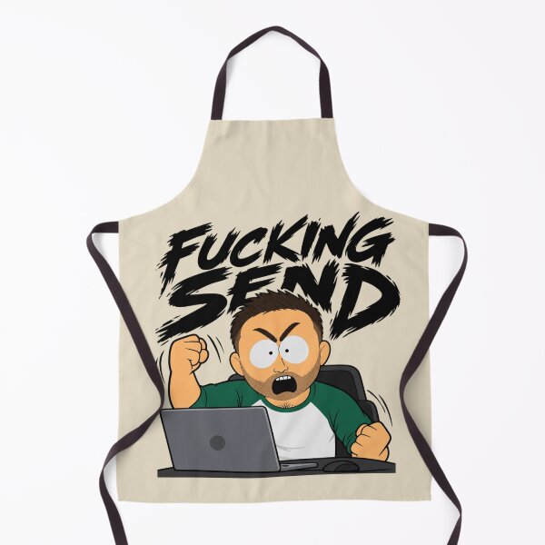 Item preview, Fucking Send Angry Cartoon Stock Trader at Laptop designed and sold by POD DYNASTY | Original Print On Demand T-Shirt Graphics.