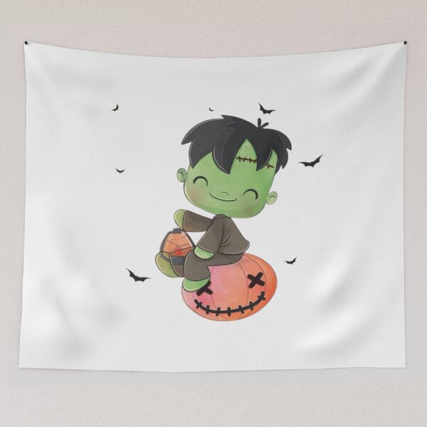 Item preview, Cute Frankenstein Monster Kawaii Halloween Pumpkin designed and sold by DariaOltes.