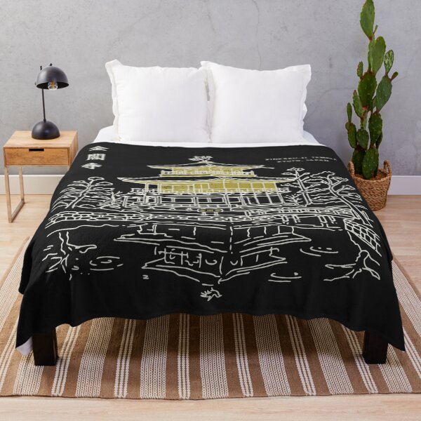 Item preview, Kinkaku-ji Golden Pavilion Kyoto Japan Line Art (For Dark Backgrounds) designed and sold by リクイペル.