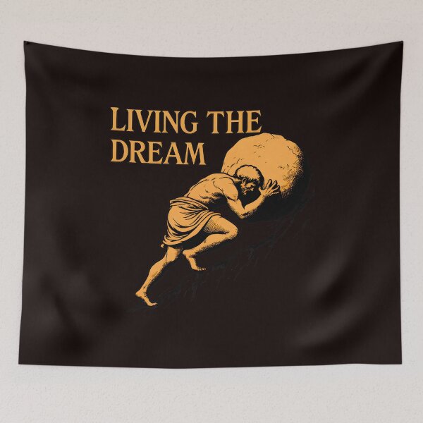 Item preview, Living The Dream Boulder Push Mythological Art designed and sold by kawanva-studio.