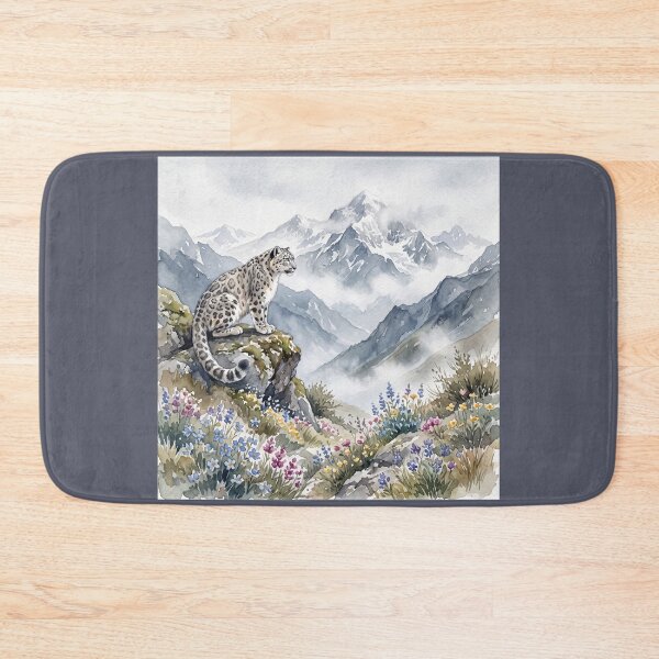 Item preview, Snow Leopard Mountain Watercolor Artwork designed and sold by amusefullife.