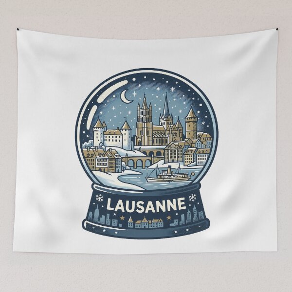 Item preview, Vintage Lausanne Snow Globe Travel Badge designed and sold by k3rstman1.