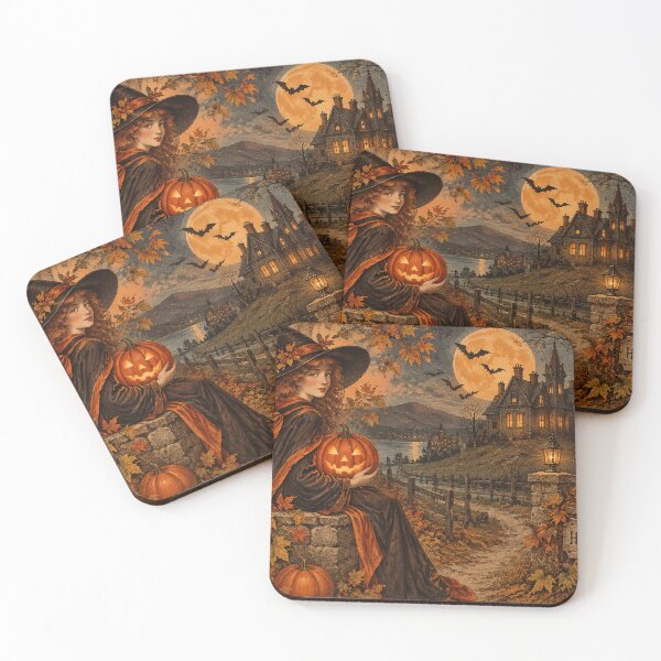 Item preview, Vintage Halloween scene with Witch and other Halloween attributes  designed and sold by 4Seasons.