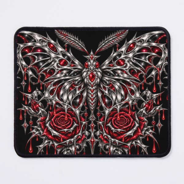 Item preview, Chrome Moth Crimson Roses Gothic Streetwear designed and sold by QUAMULO.