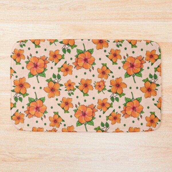 Item preview, orange hibiscus flower pattern designed and sold by EleniA8.