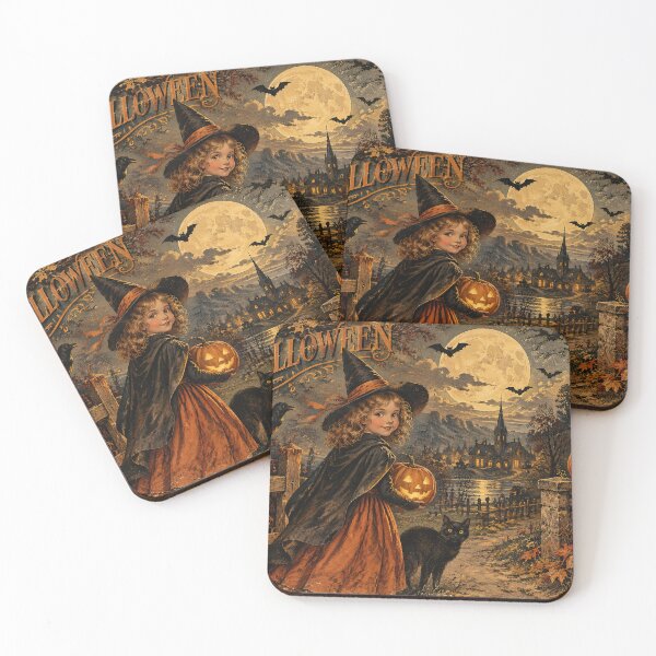 Item preview, Vintage Halloween scene with Witch and other Halloween attributes designed and sold by 4Seasons.