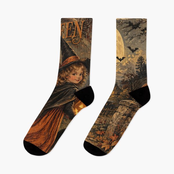 Item preview, Vintage Halloween scene with Witch and other Halloween attributes designed and sold by 4Seasons.