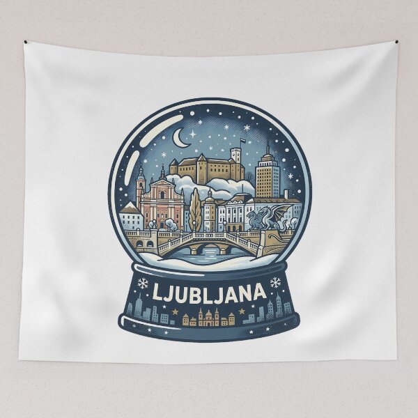 Item preview, Vintage Ljubljana Snow Globe Travel Badge designed and sold by k3rstman1.
