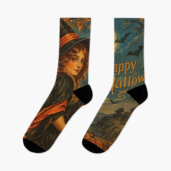 Item preview, Vintage Halloween scene with Witch and other Halloween attributes designed and sold by 4Seasons.
