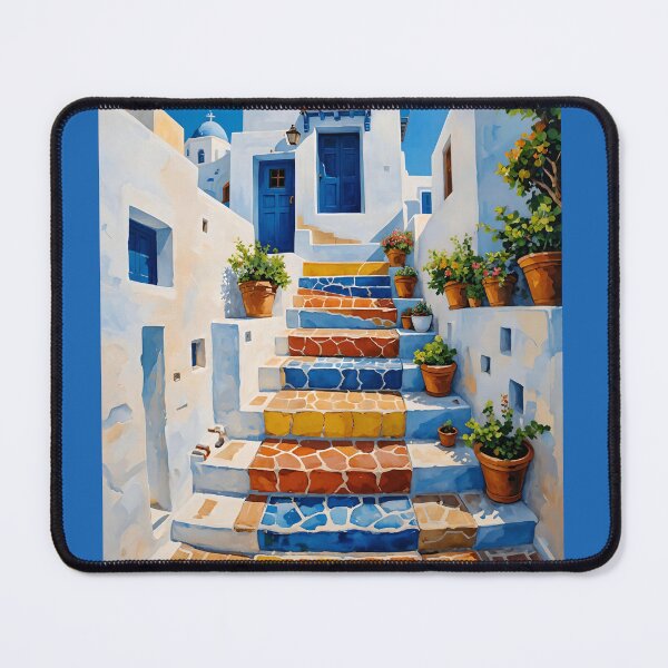 Item preview, Colorful Mediterranean Steps with Greek Island Charm designed and sold by tambanow.