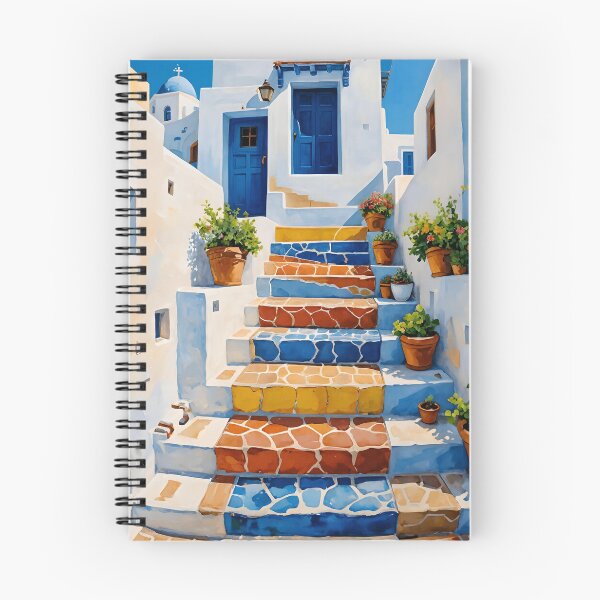 Item preview, Colorful Mediterranean Steps with Greek Island Charm designed and sold by tambanow.