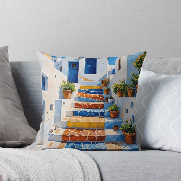 Item preview, Colorful Mediterranean Steps with Greek Island Charm designed and sold by tambanow.