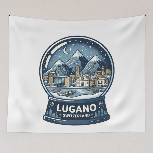 Item preview, Vintage Lugano Snow Globe Travel Badge designed and sold by k3rstman1.