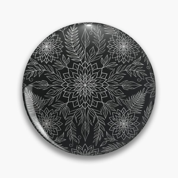 Item preview, Silver Mandala Floral Pattern On Black    designed and sold by Owcomm.