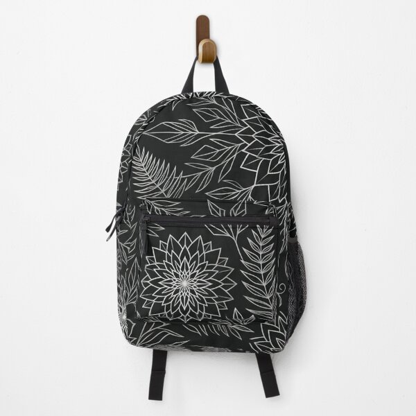 Item preview, Silver Mandala Floral Pattern On Black designed and sold by Owcomm.