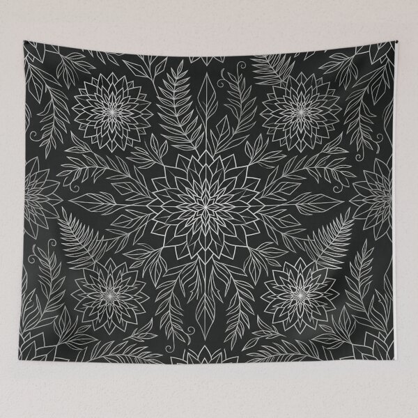 Item preview, Silver Mandala Floral Pattern On Black    designed and sold by Owcomm.
