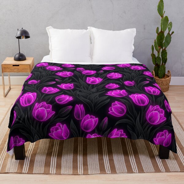 Item preview, Glowing Neon Pink Tulips Floral Pattern designed and sold by Owcomm.