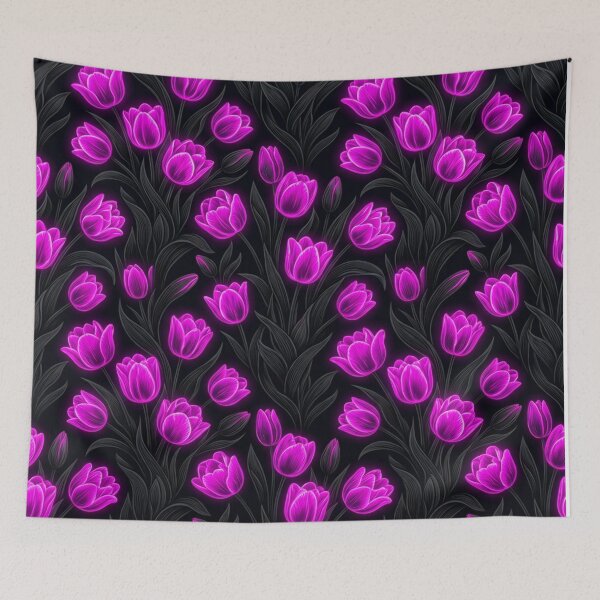 Item preview, Glowing Neon Pink Tulips Floral Pattern designed and sold by Owcomm.