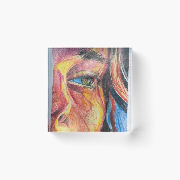Item preview, Fiery Eye Study – Colorful Colored Pencil Eye Drawing Wall Art designed and sold by albertmama.