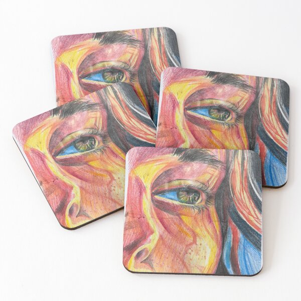 Item preview, Fiery Eye Study – Colorful Colored Pencil Eye Drawing Wall Art designed and sold by albertmama.