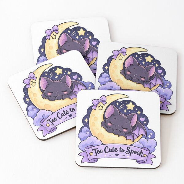 Item preview, Sleepy Baby Bat on Crescent Moon Cute Halloween Design designed and sold by RJACreative.