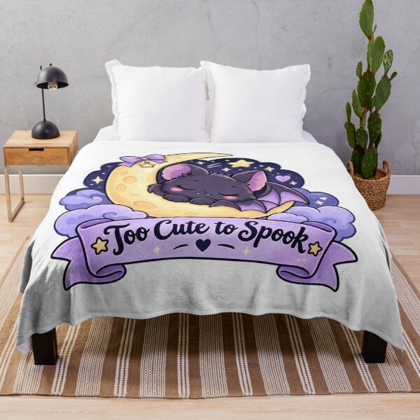 Item preview, Sleepy Baby Bat on Crescent Moon Cute Halloween Design designed and sold by RJACreative.